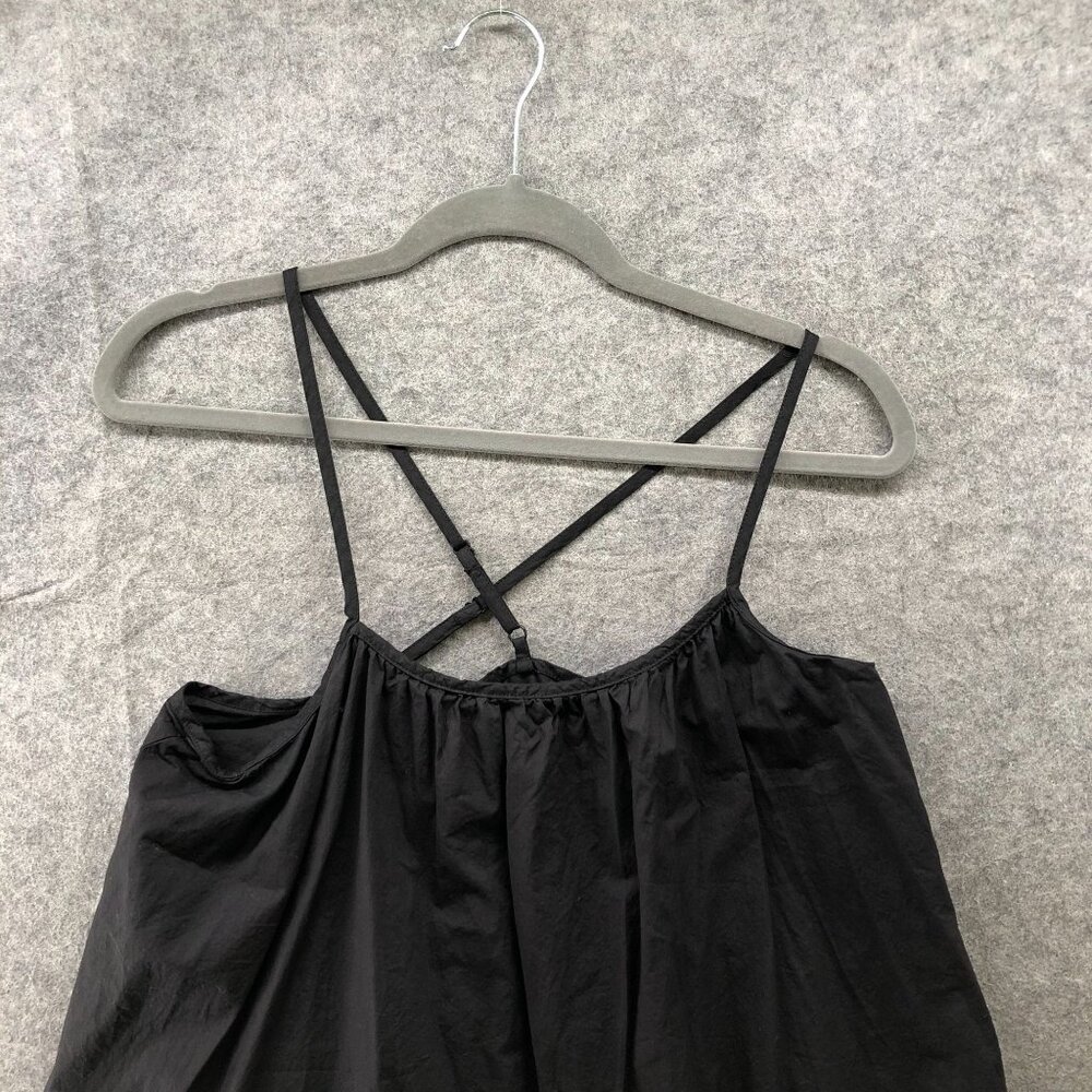 Asos Relaxed Cami Top Womens 4 (S) Black Peplum Babydoll Cross Back Poplin - Picture 3 of 8